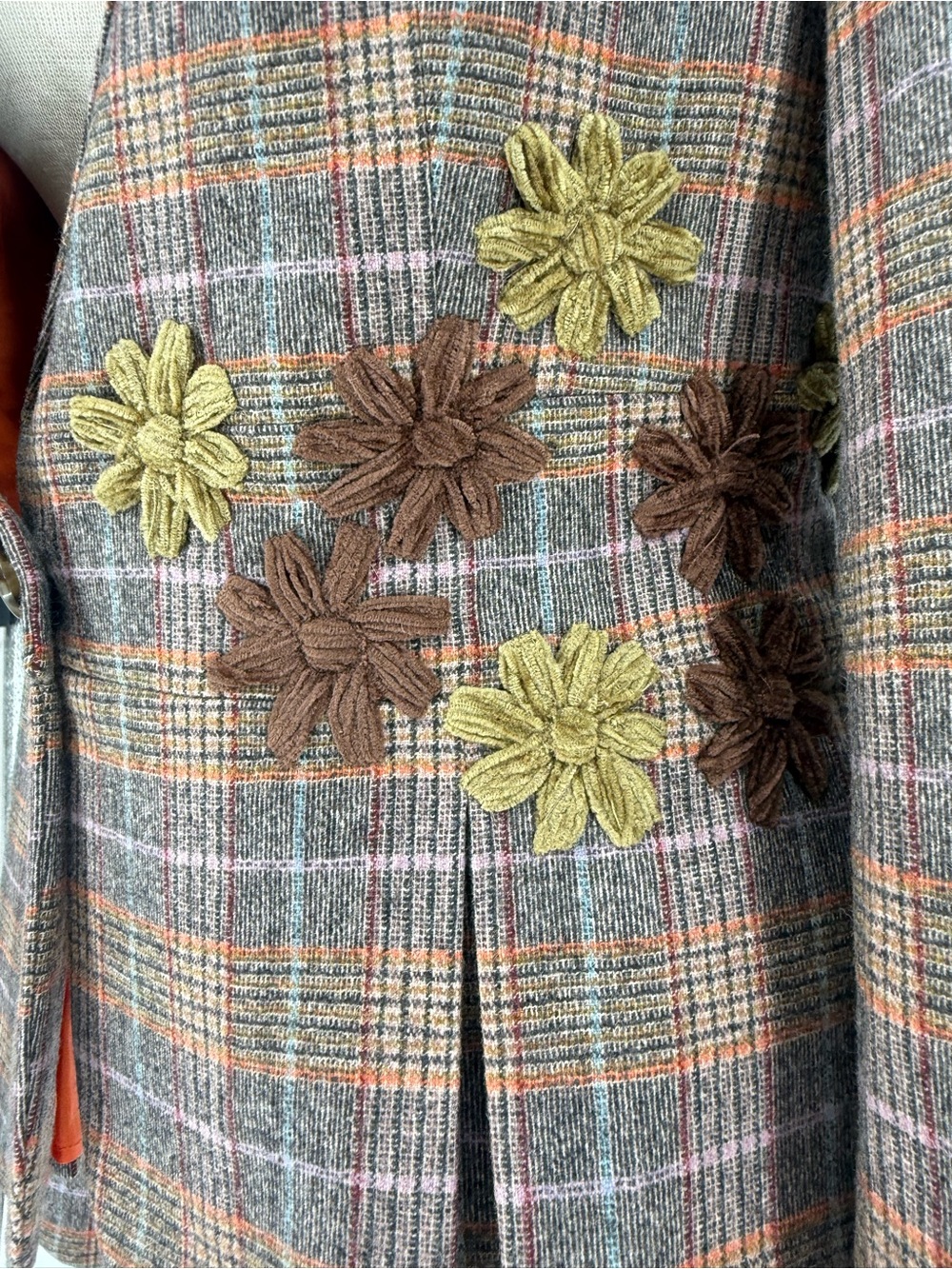 ETRO Plaid Floral-Appliqué Women's Blazer Jacket - Brown Multicolor sz44 - Picture 14 of 14